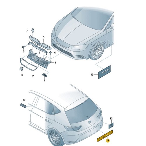 Zwart Seat  Leon embleem achterklep